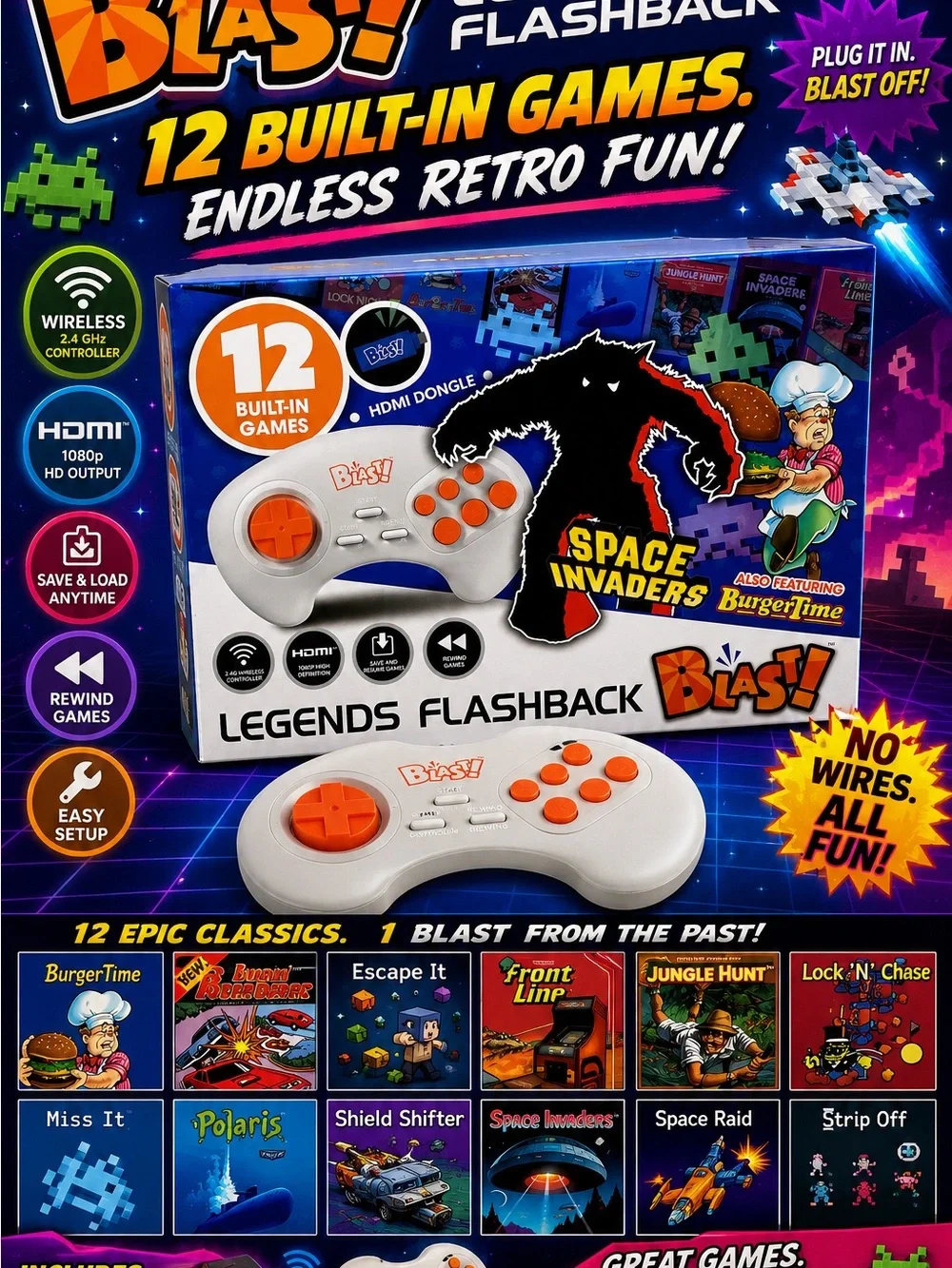 Legends Flashback Retro Gaming Console - White & Orange